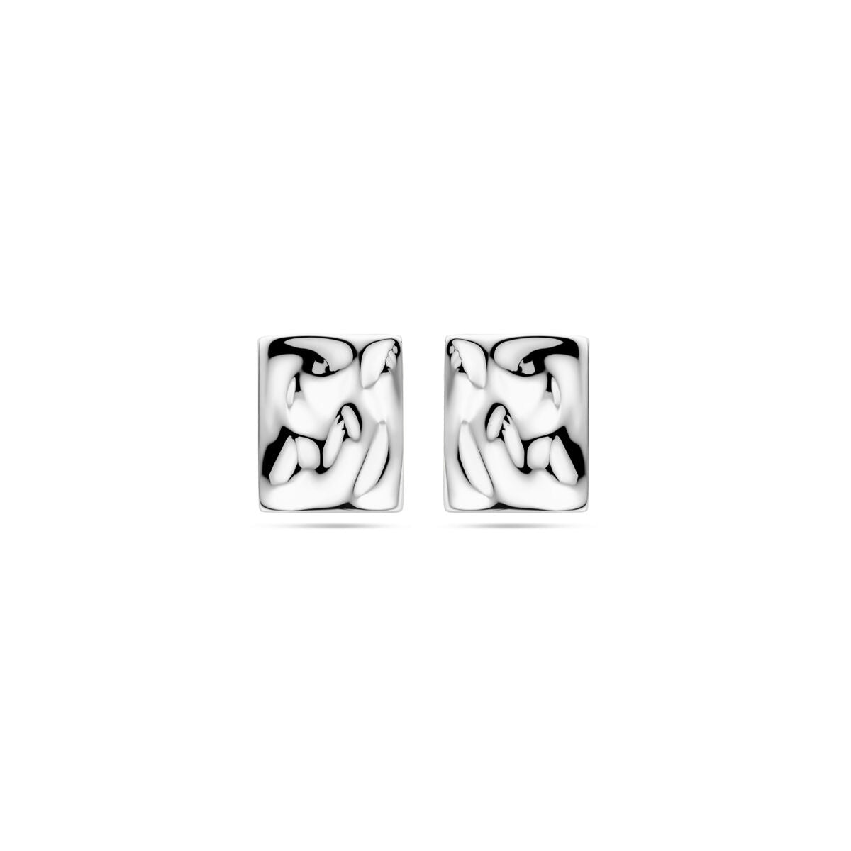 Pendientes de plata rhodium con diseño gehamerd de 15 mm.