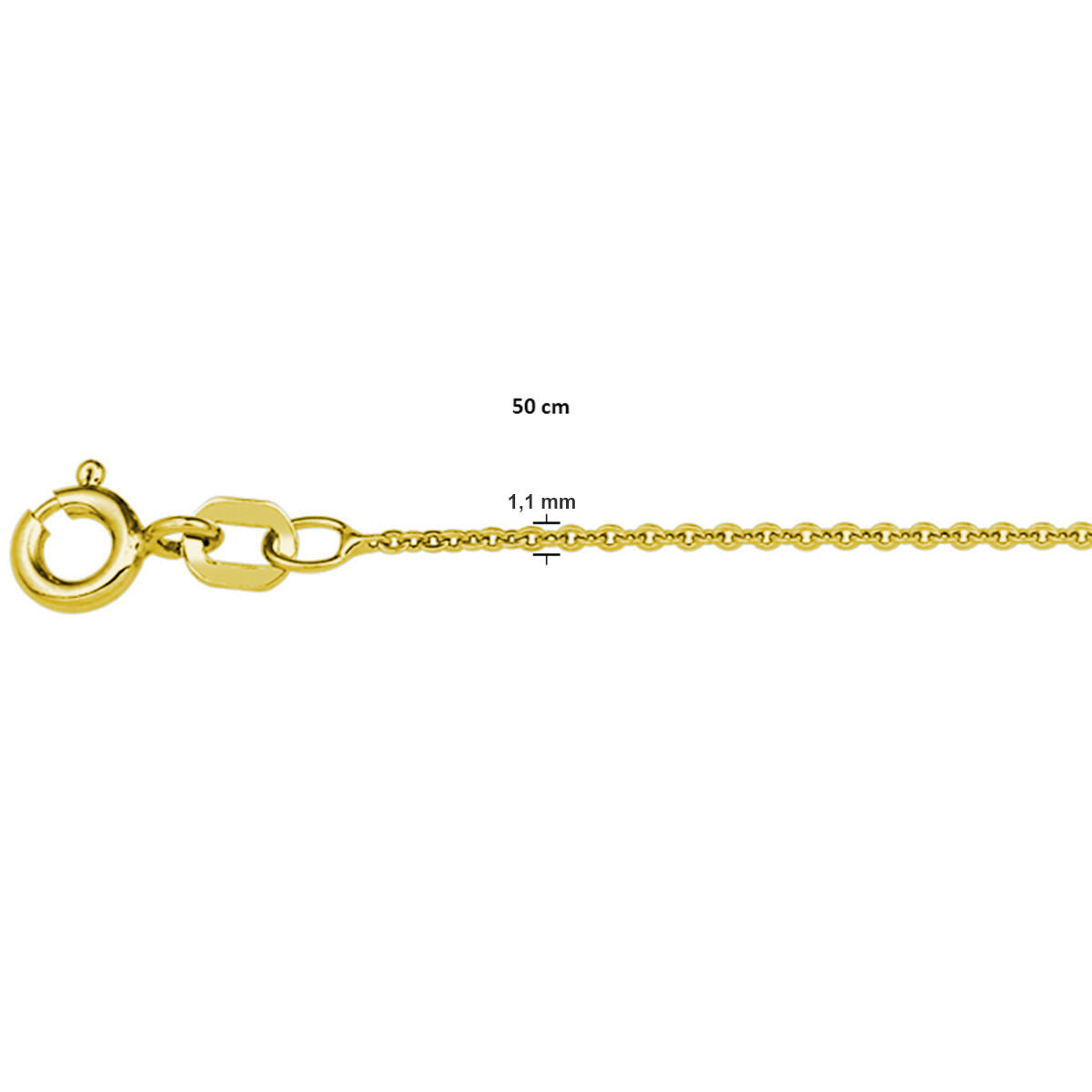 collar ancla plano 1,1 mm 3 micrones plata chapado en oro amarillo
