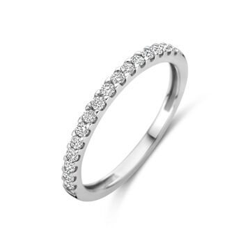Anillo de oro blanco de 14K con diamantes lab-grown de 0.25 ct en un diseño delicado.