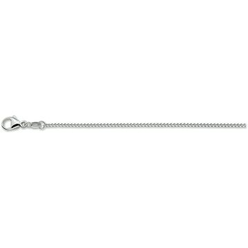 De Van der Kooij Collectie collier gourmette 4-zijdes geslepen 1,4 mm zilver gerhodineerd is een slanke, gerhodineerd zilveren ketting met een karabijnslot sluiting, weergegeven op een effen witte achtergrond.
