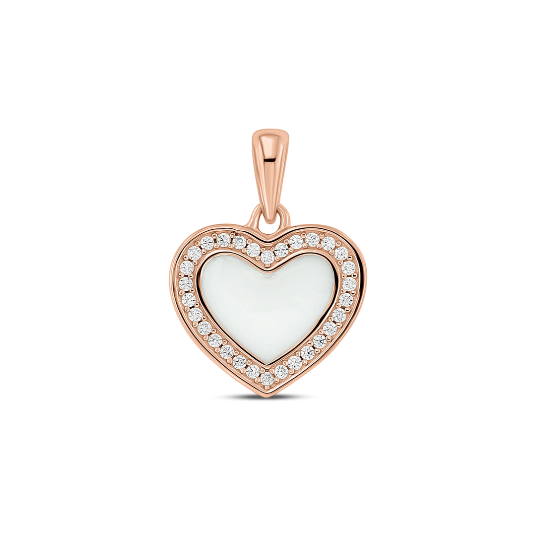 De Demi | AsHanger massief | Zirkonia van Juwelier van der Kooij is een hartvormige hanger met een roségouden rand, een witte kern, een sprankelende zirkonia rand en een bijpassend hangeroog. Inclusief verzendkit voor eenvoudige verzending.