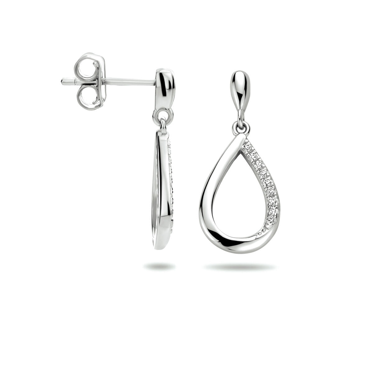 pendientes gota de zirconia plata rodiada