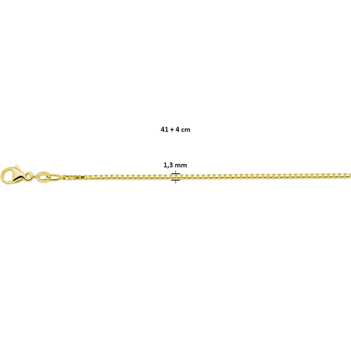 collar veneciano 1,3 mm 41 + 4 cm 3 micrones plata chapado en oro amarillo