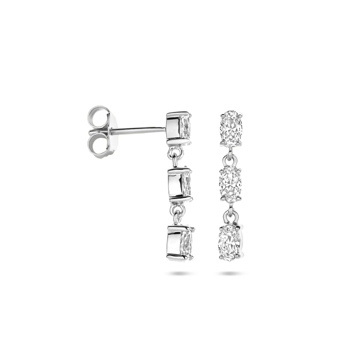 pendientes de zircón plata rodiado