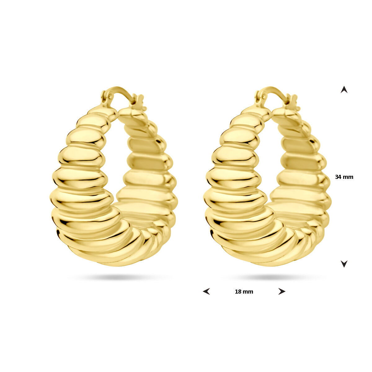 aros 34 mm 1 micron plata chapado en oro amarillo