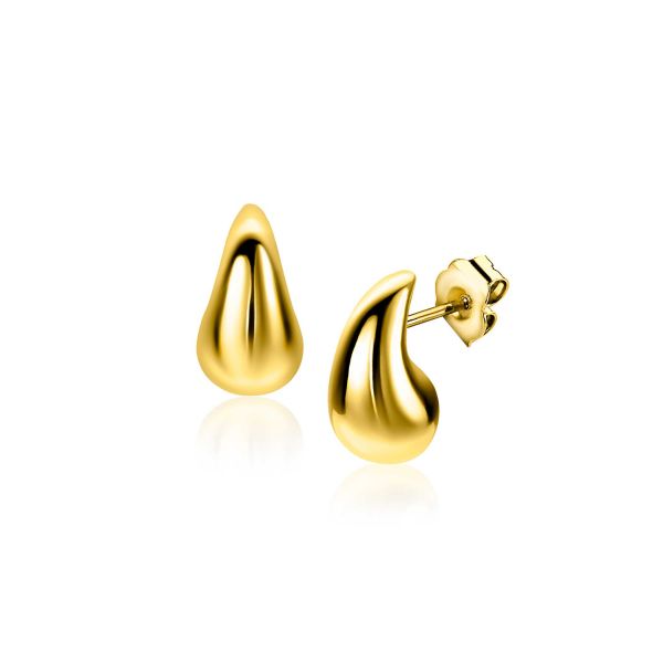 Pendientes de gota en plata dorada con acabado brillante.