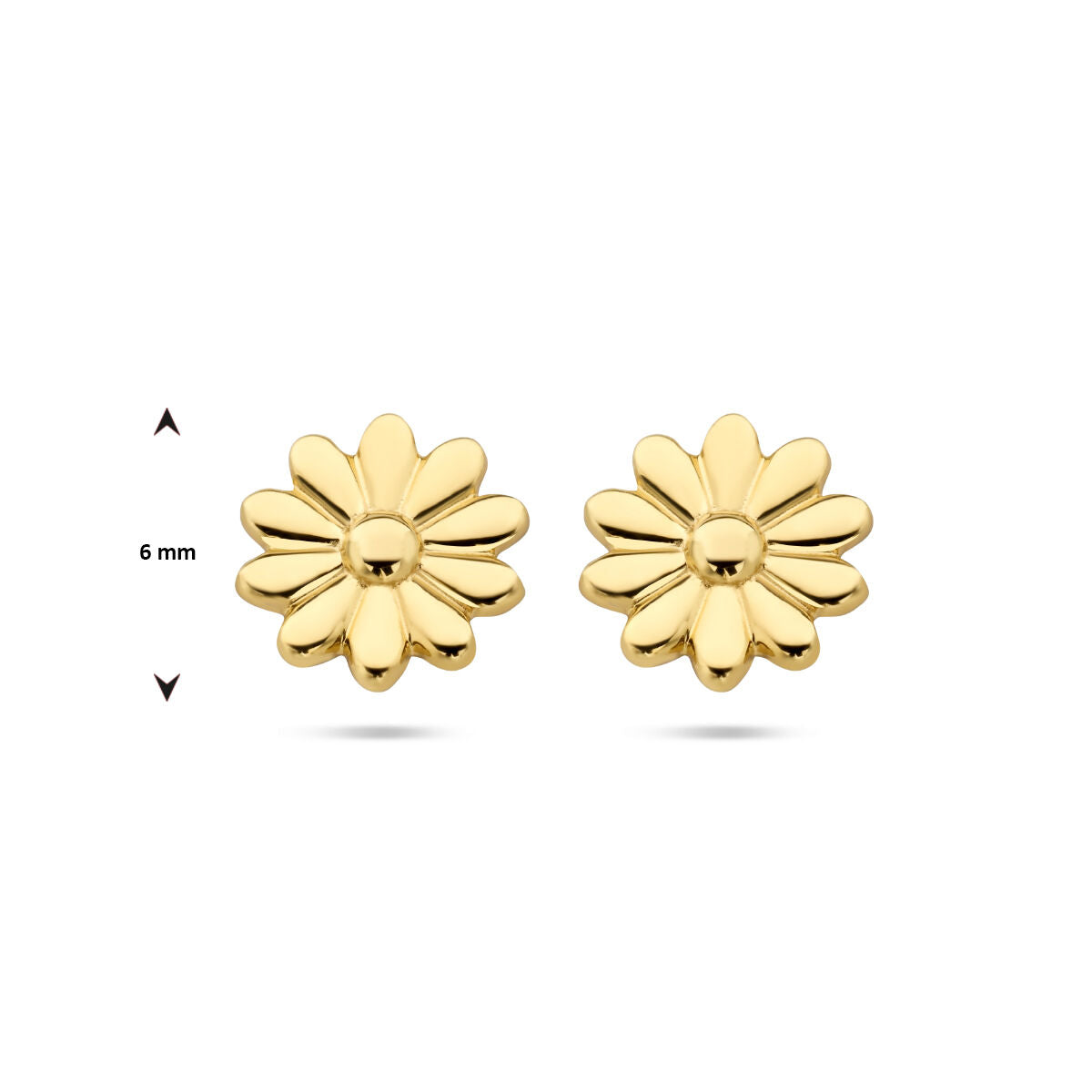 pendientes de botón flor oro amarillo 14K