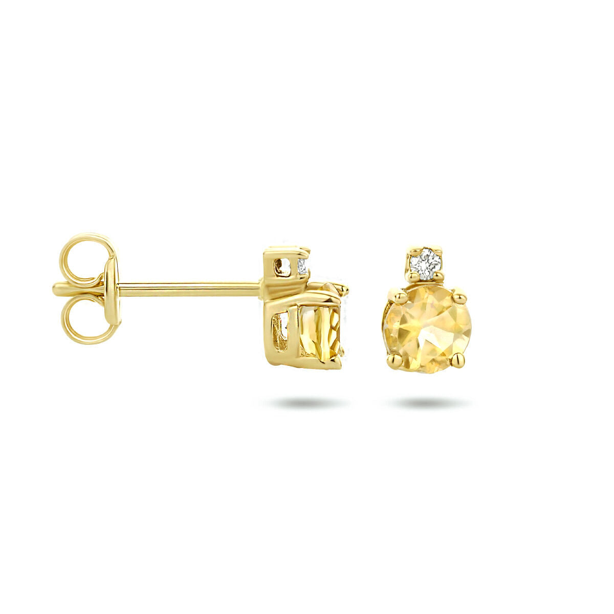 pendientes citrino y diamante (2x 0.015ct) h si oro amarillo 14K