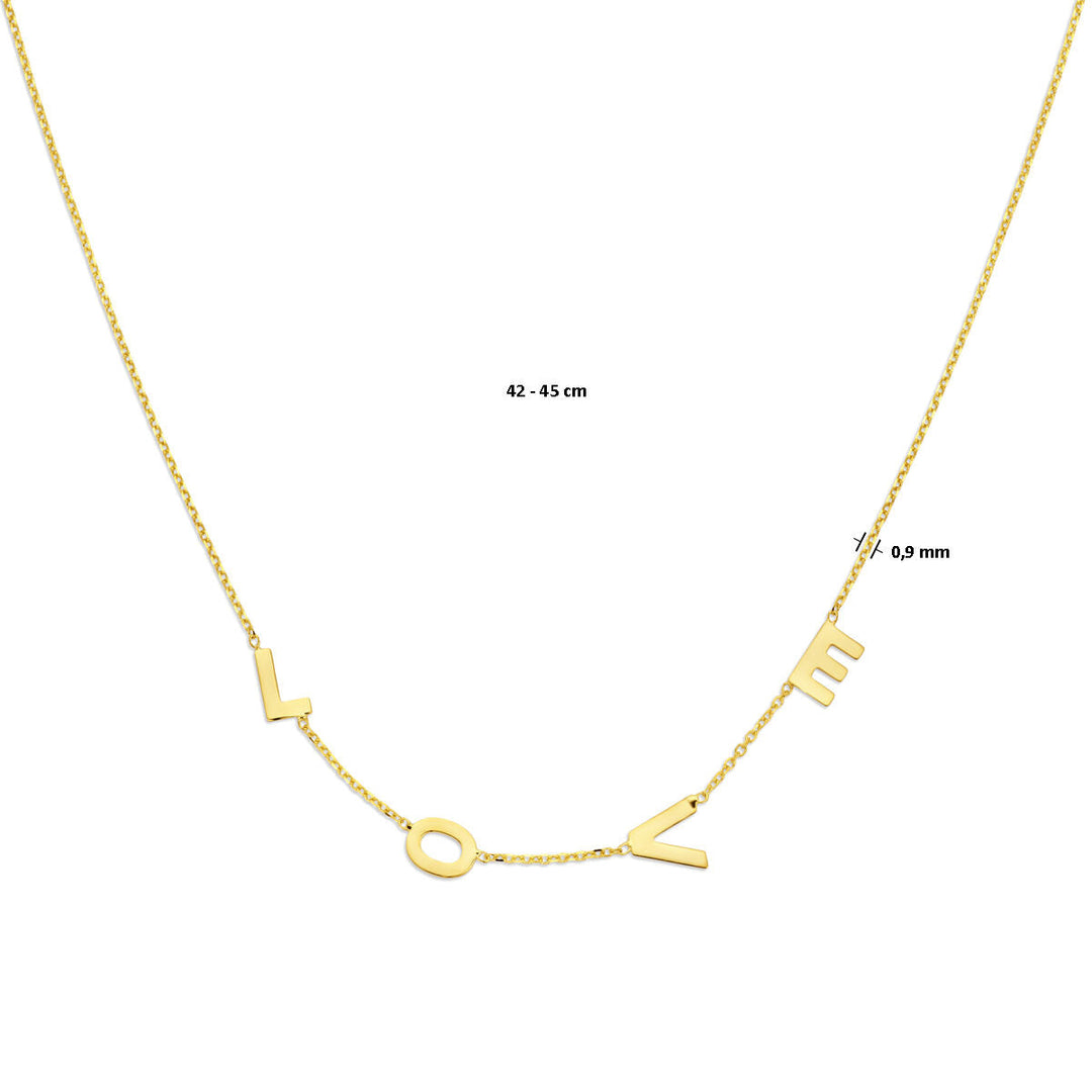 collier love 42 + 3 cm 14K geelgoud