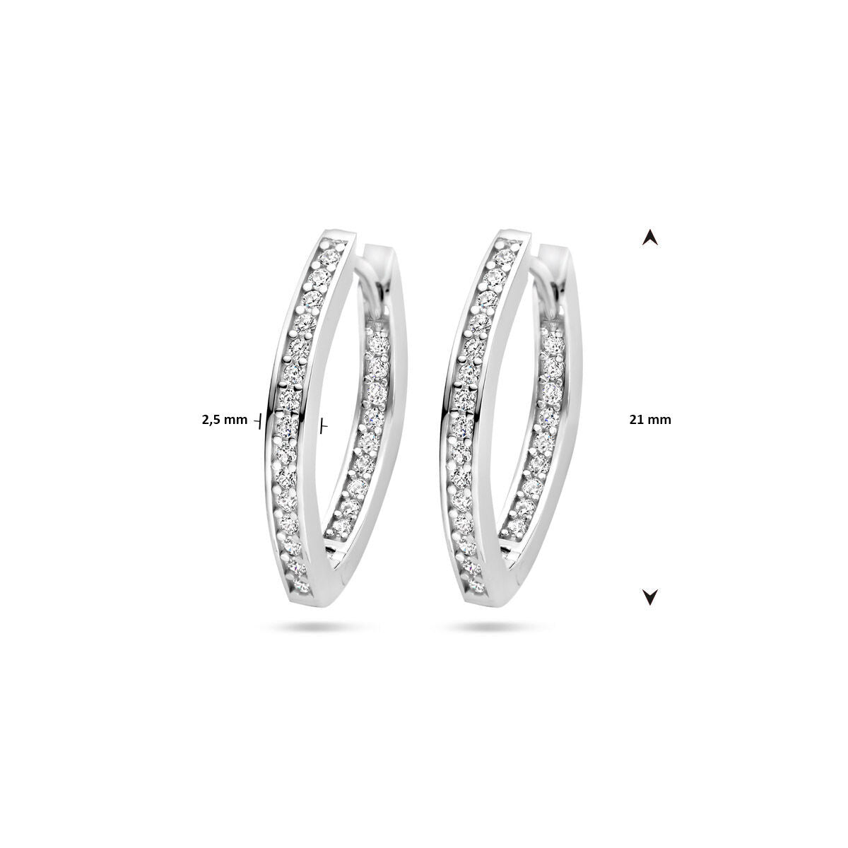 aros de zirconia 21 mm plata rodiada