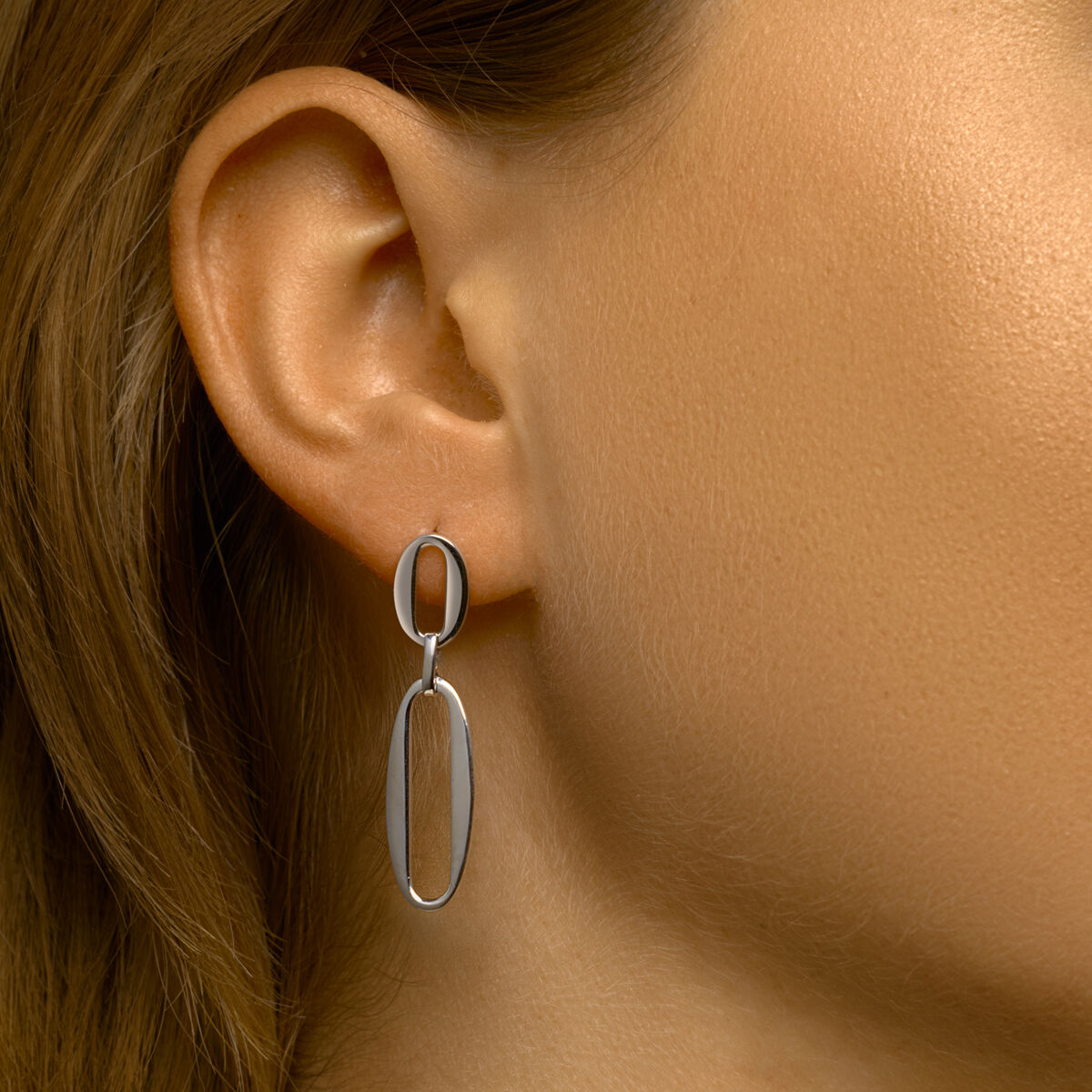 pendientes paperclip de plata rodiado