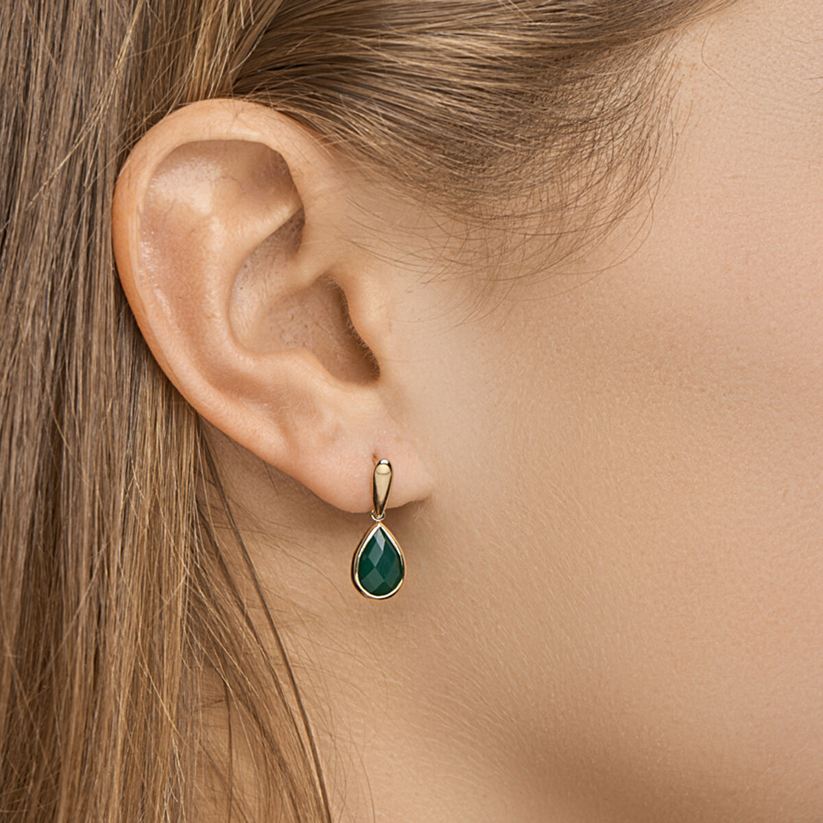 pendientes de verde ágata 14K oro amarillo