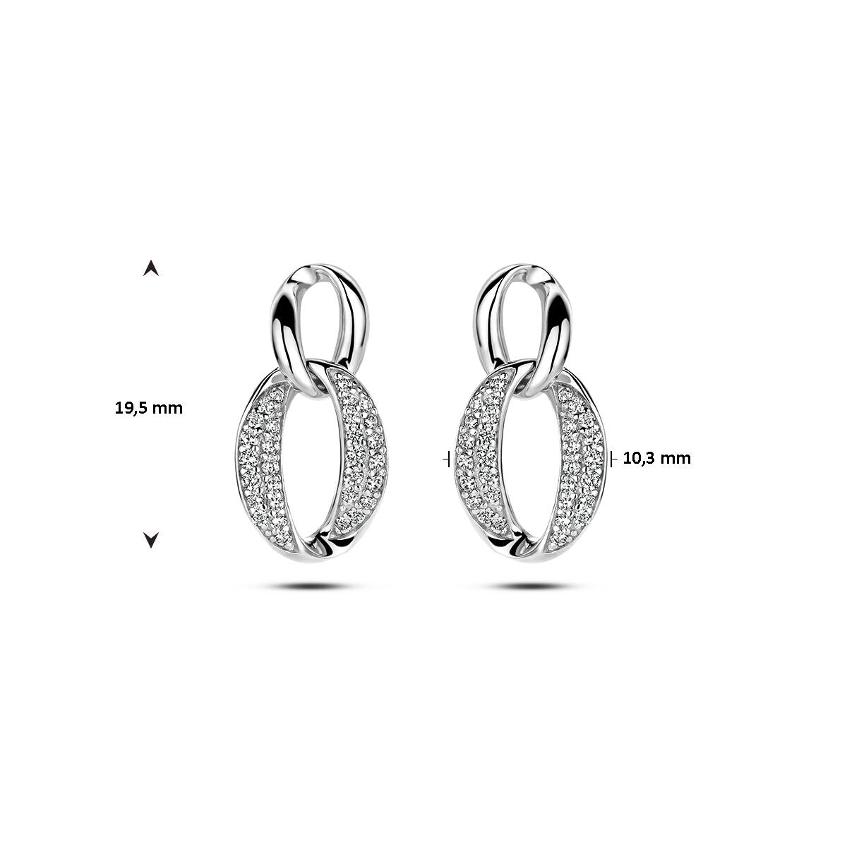 pendientes de zircón plata rodiado