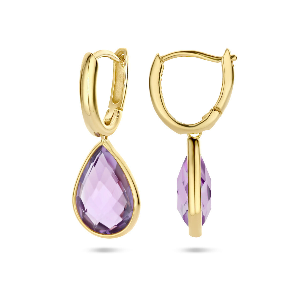aros de amatista 14K oro amarillo
