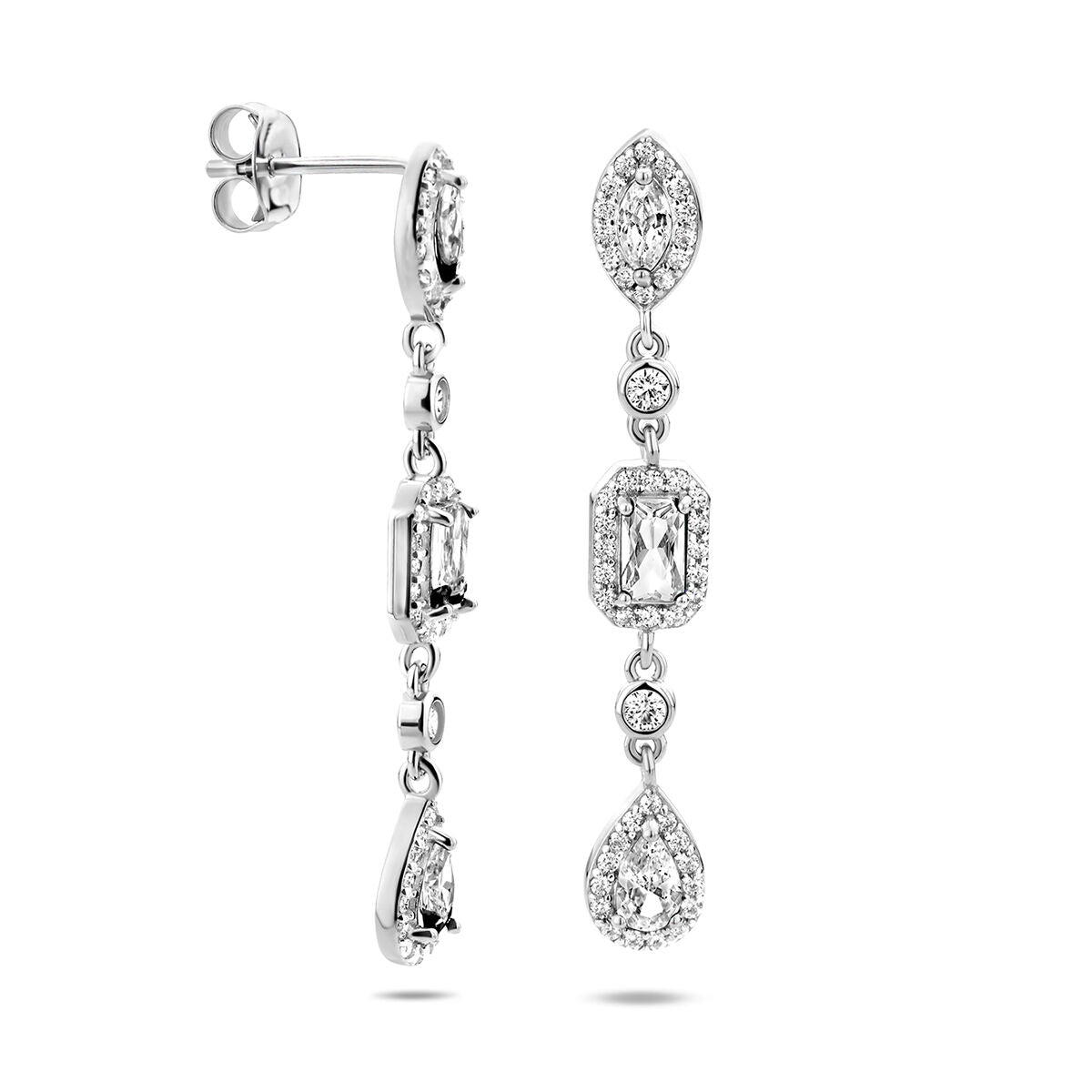 pendientes de circonita plata rodiada