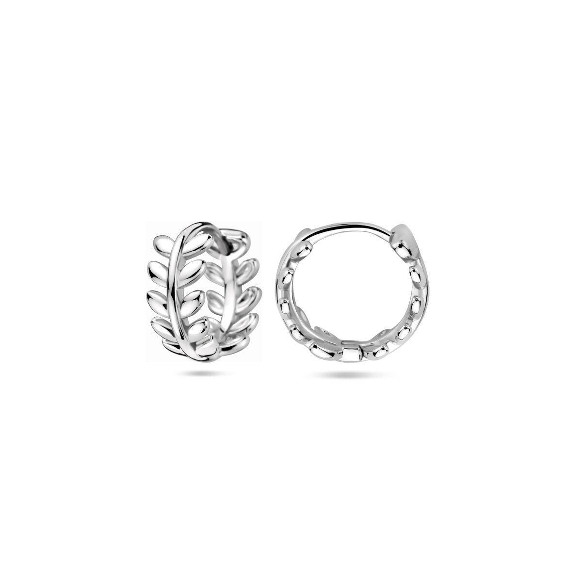aros hojas 12 mm plata rodiado