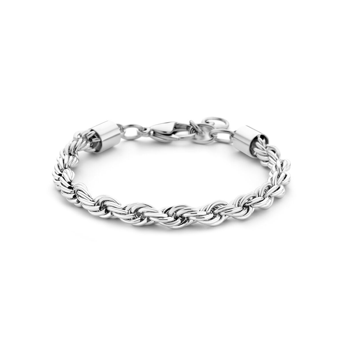 Pulsera de acero inoxidable trenzada de 5,7 mm, con longitud ajustable de 17 a 20 cm.
