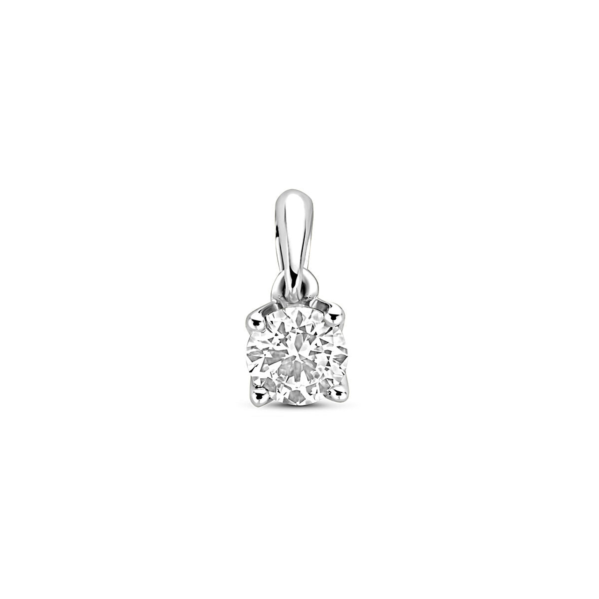 Colgante de diamante cultivado en laboratorio de 0.25ct, con engaste en oro blanco de 14K y forma redonda.