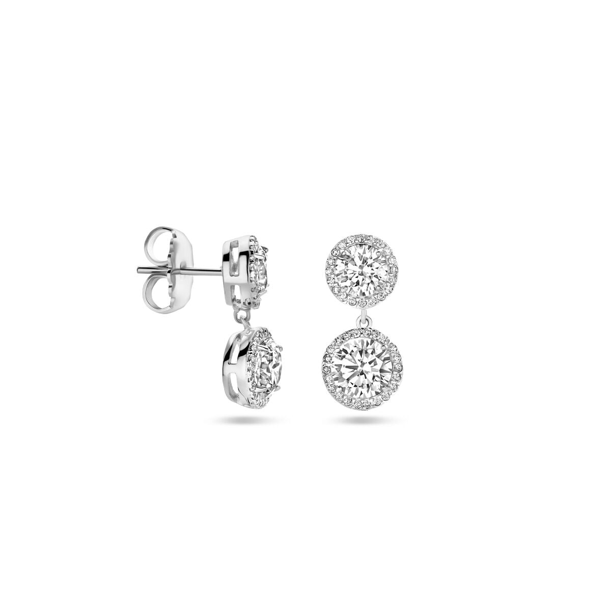 pendientes de zircón 20 mm plata rodiada