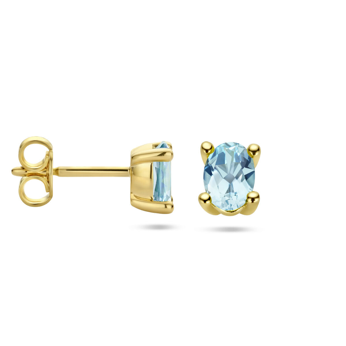 pendientes de botón topacio azul 14K oro amarillo