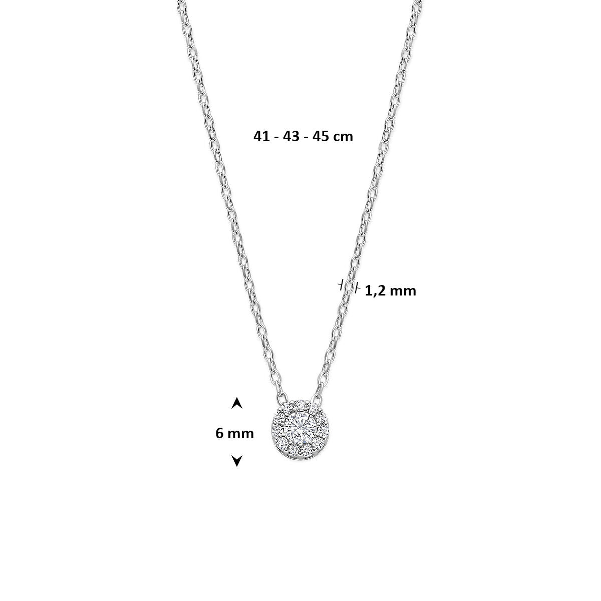 Collar de mujer de plata rodiada con circonitas en engaste de entorno