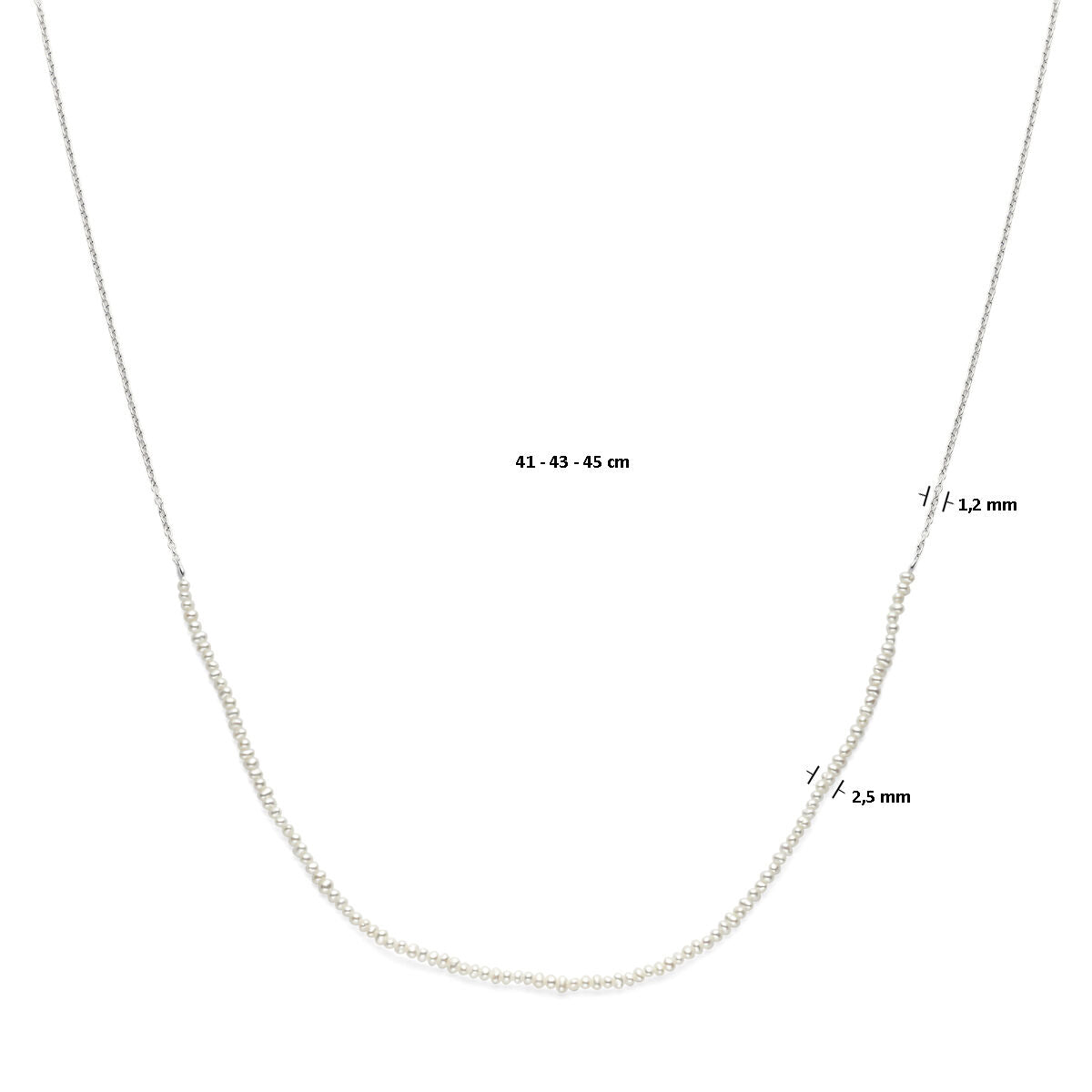 collar de perlas 41 - 45 cm plata rodiada
