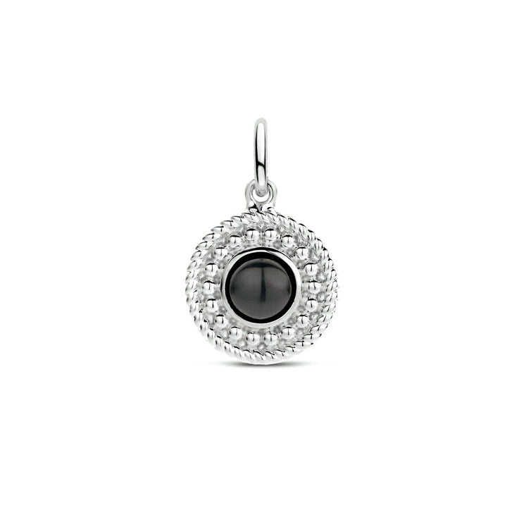 hanger rond onyx zilver gerhodineerd