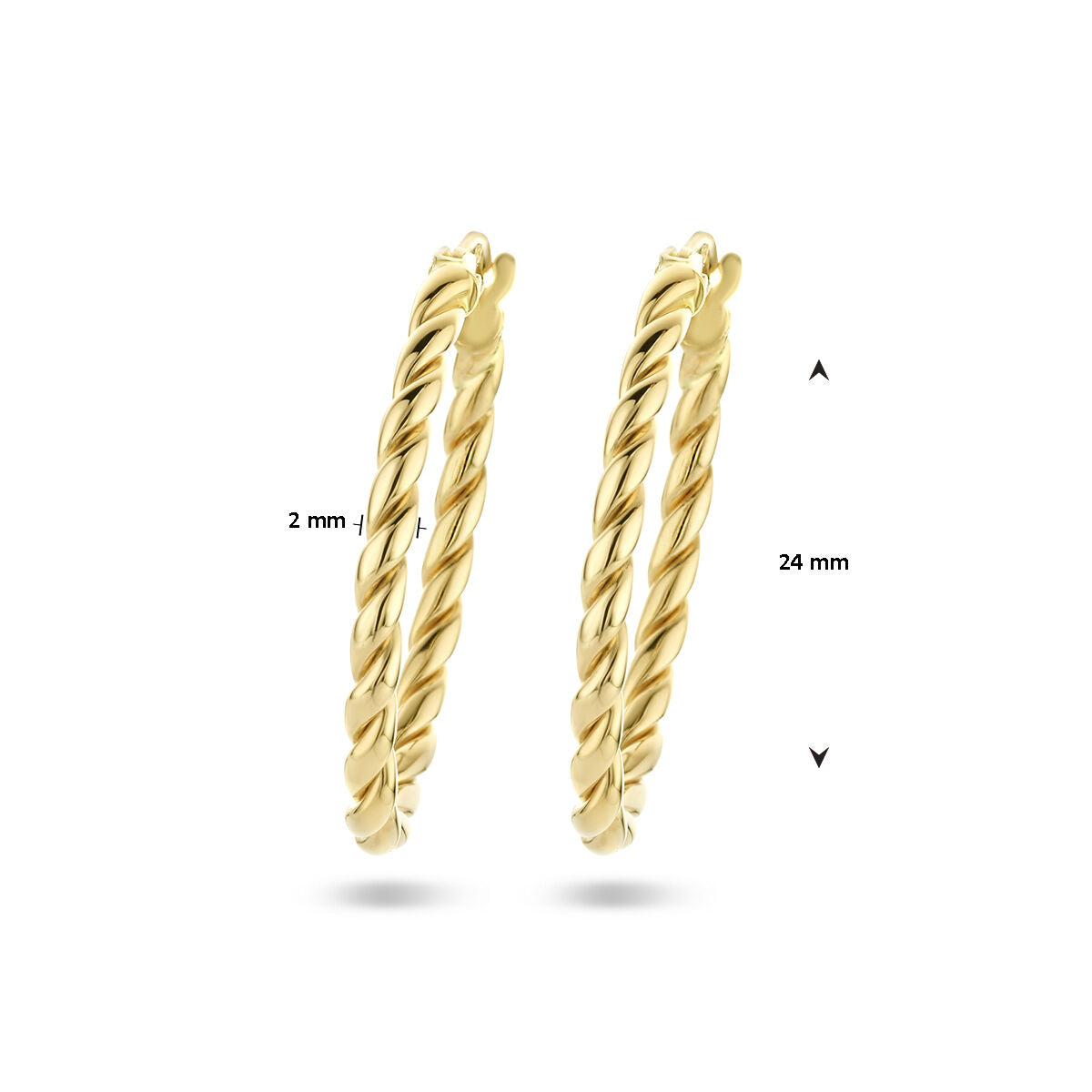 aros retorcidos en oro amarillo de 14K