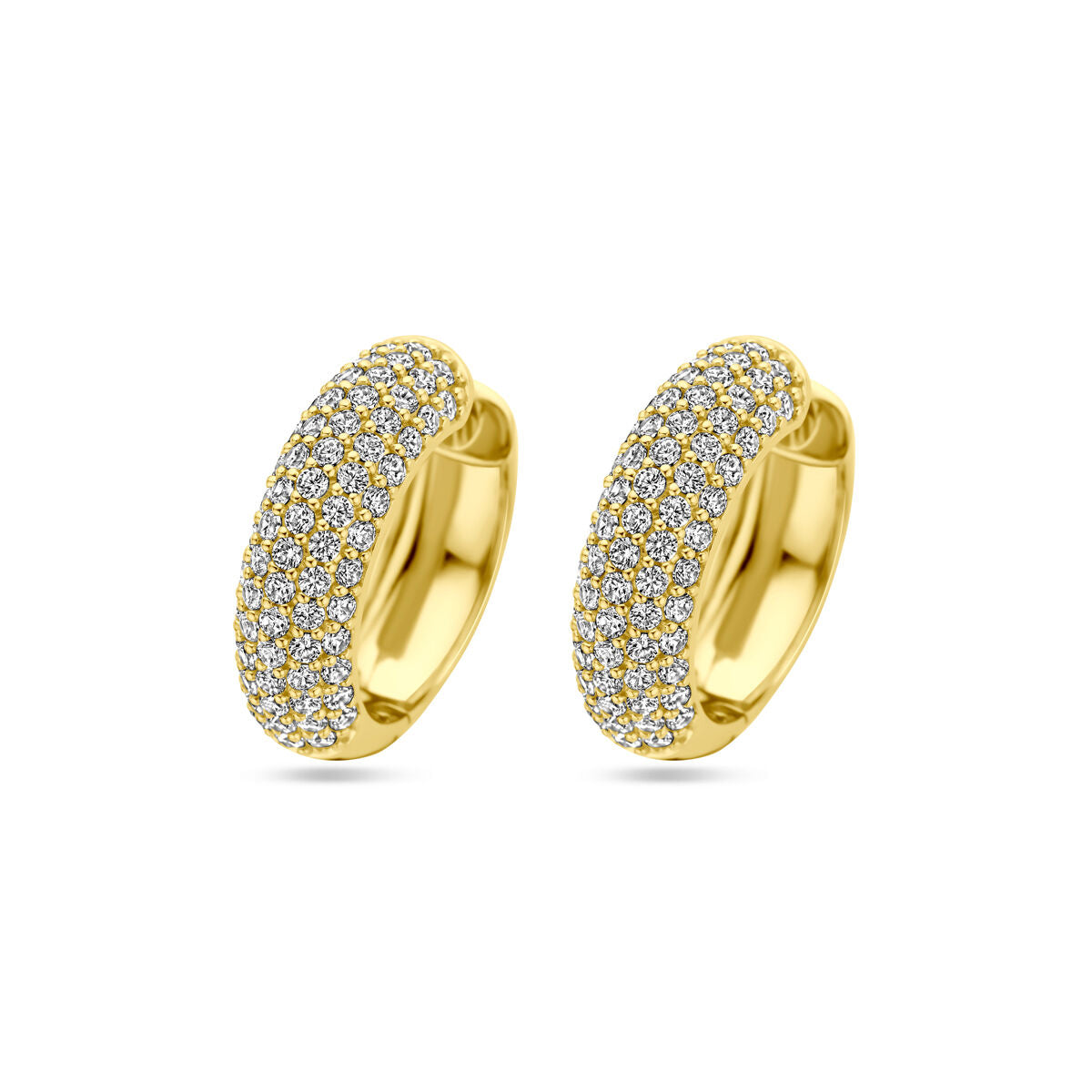 Pendientes de aro dorados de 21 mm con zircónias brillantes.