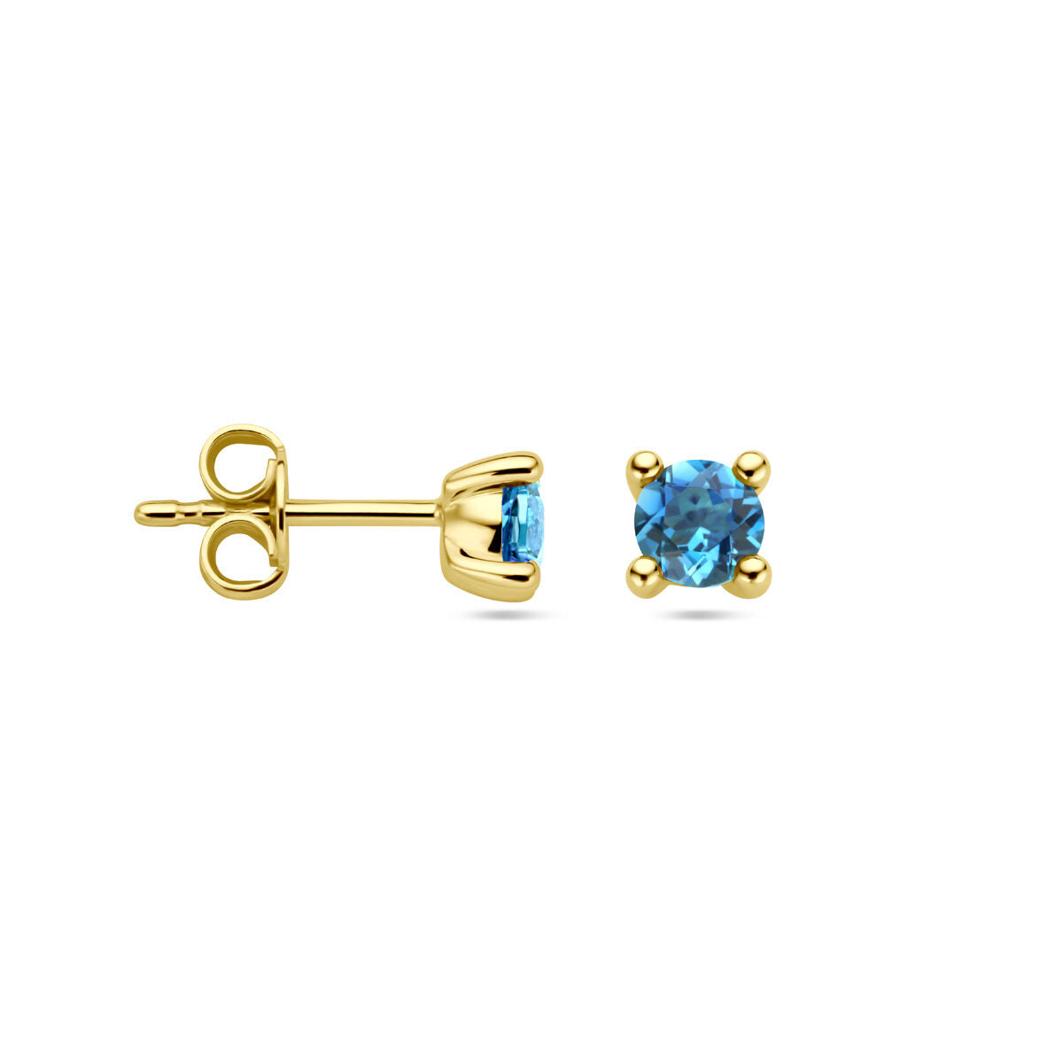 pendientes de botón topacio azul londres 14K oro amarillo