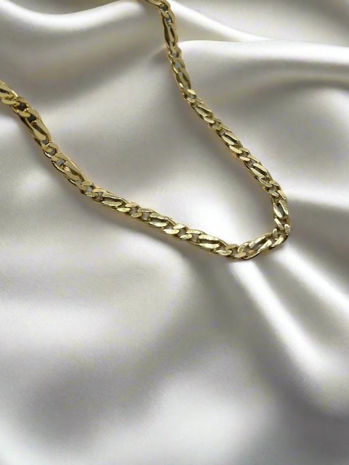 Collar de oro vintage de 14K con eslabones gourmette, longitud de 45 cm y peso de 22 g.