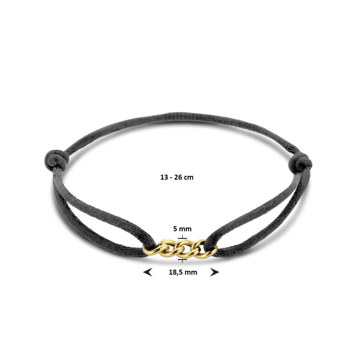 pulsera de satén 13 - 26 cm 14K oro con goma/nylon/cuero