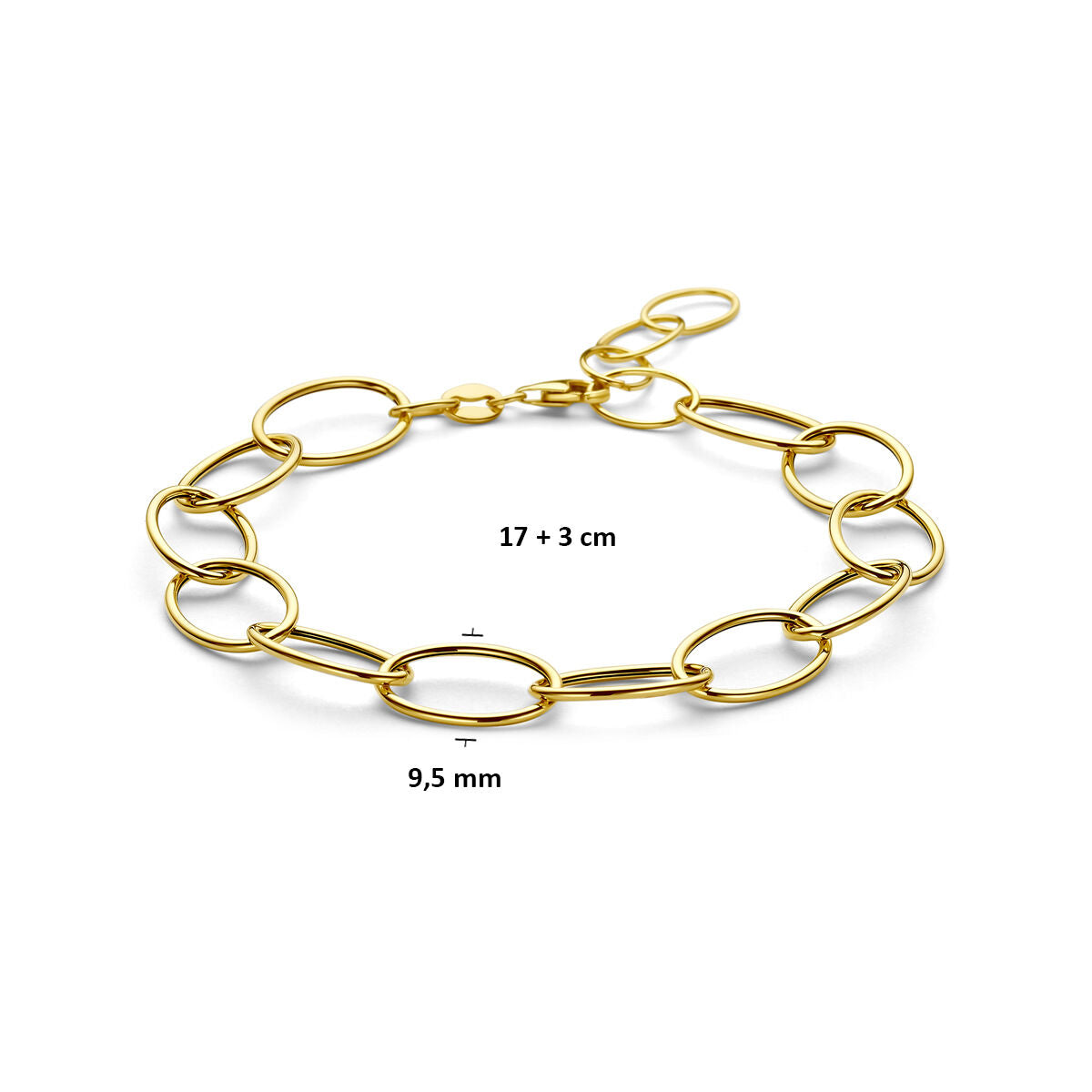 pulsera de oro amarillo con eslabones de ancla anchos
