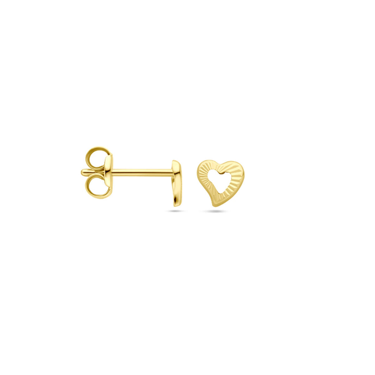 pendientes de botón corazón 4,5 mm 14K oro amarillo