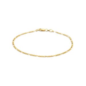 Pulsera figaro dorada de 1,8 mm con eslabones alternados y cierre de langosta.
