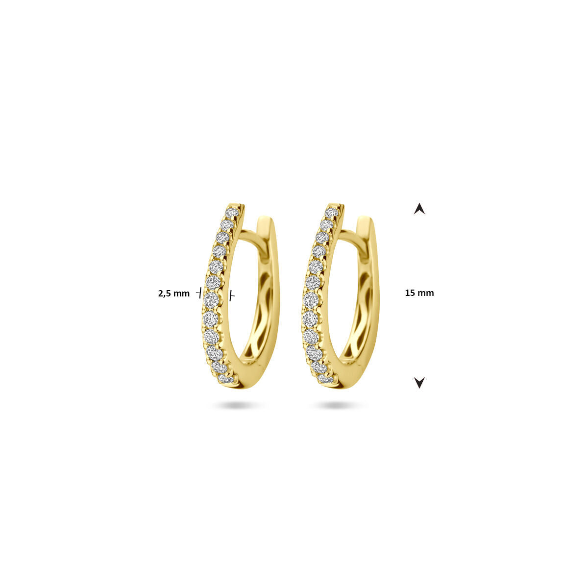 aros diamante h si 2,5 mm tubo oro amarillo 14K