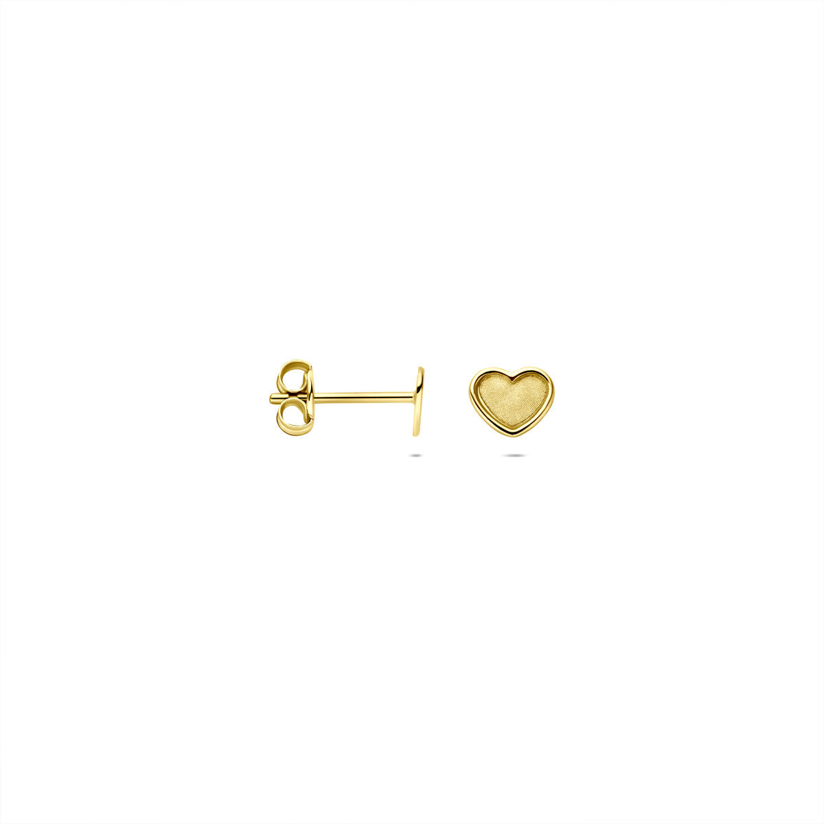 Pendientes de botón en forma de corazón de oro amarillo de 9k