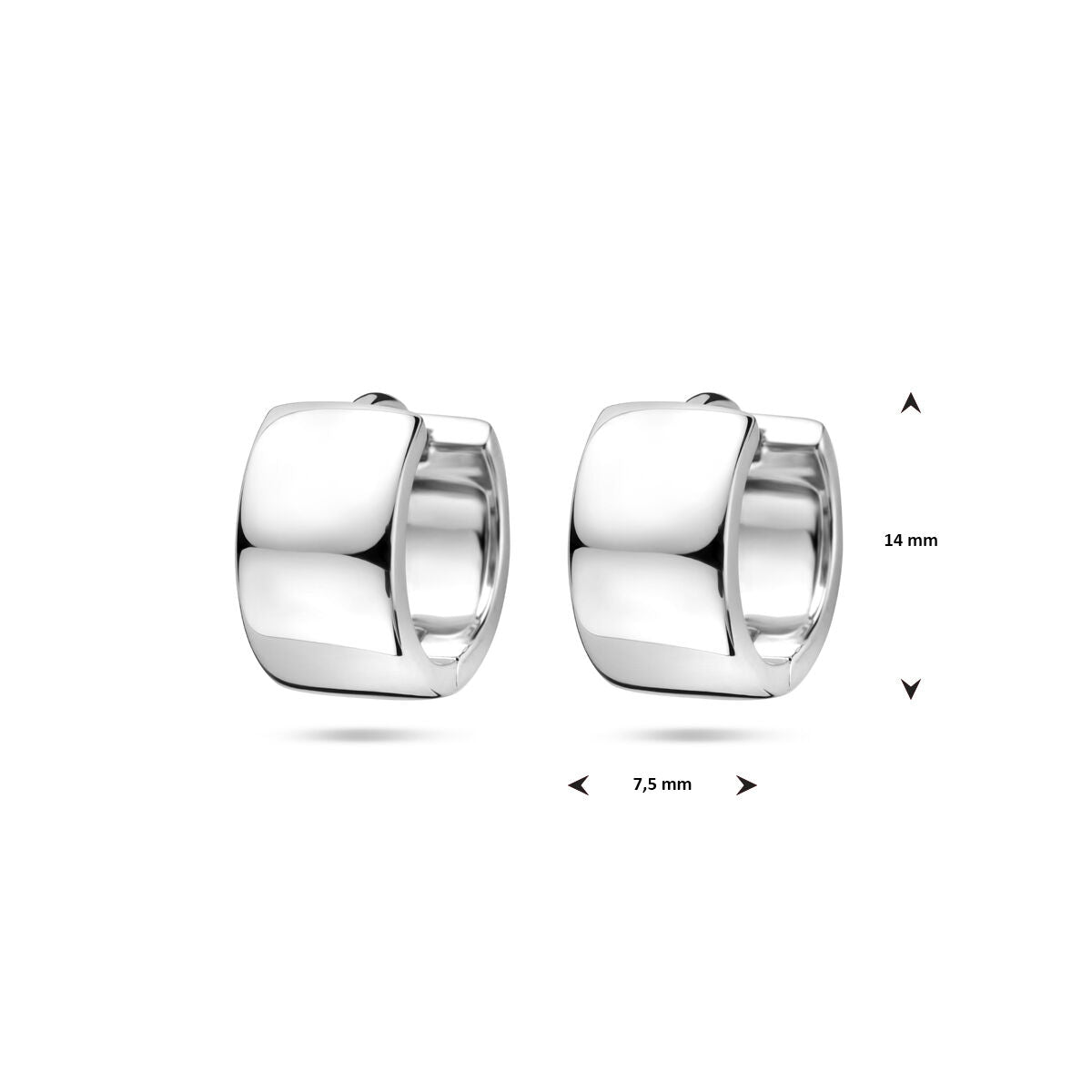 aros 14 mm de plata rodiado