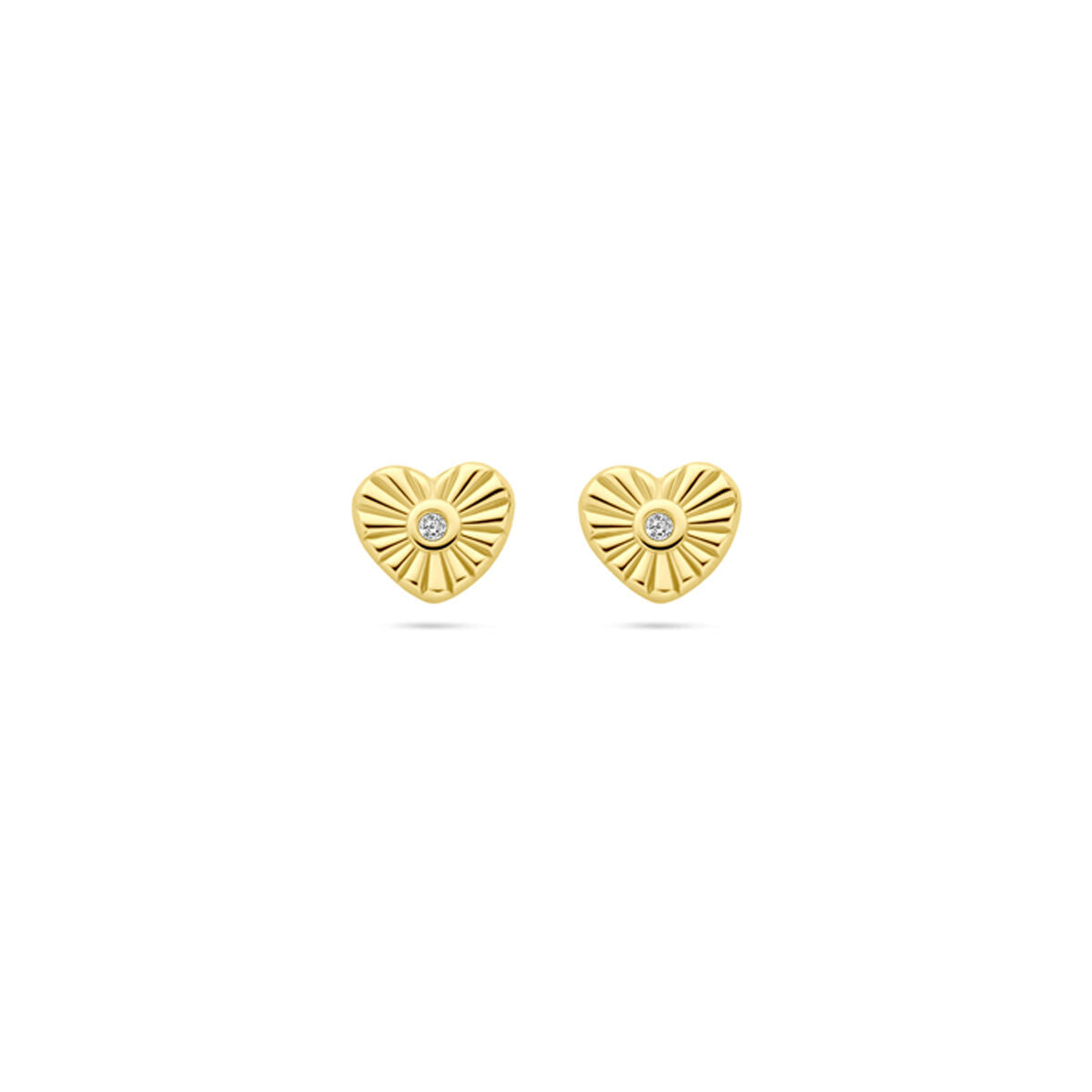pendientes de botón corazón circonita 4,5 mm 14K oro amarillo