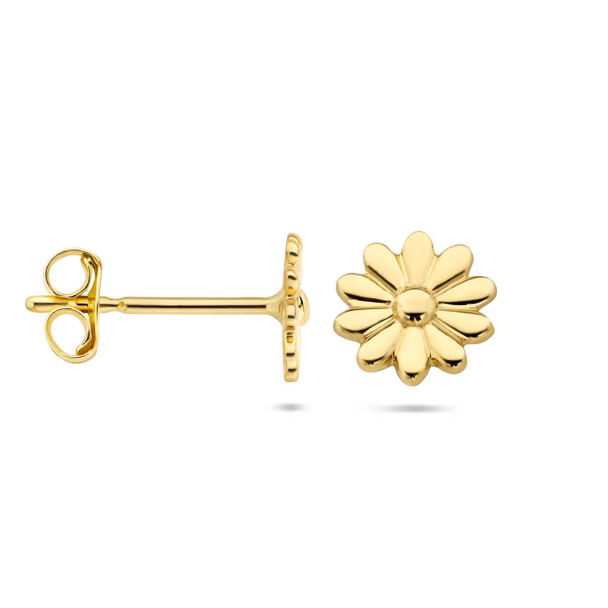 pendientes de botón flor oro amarillo 14K