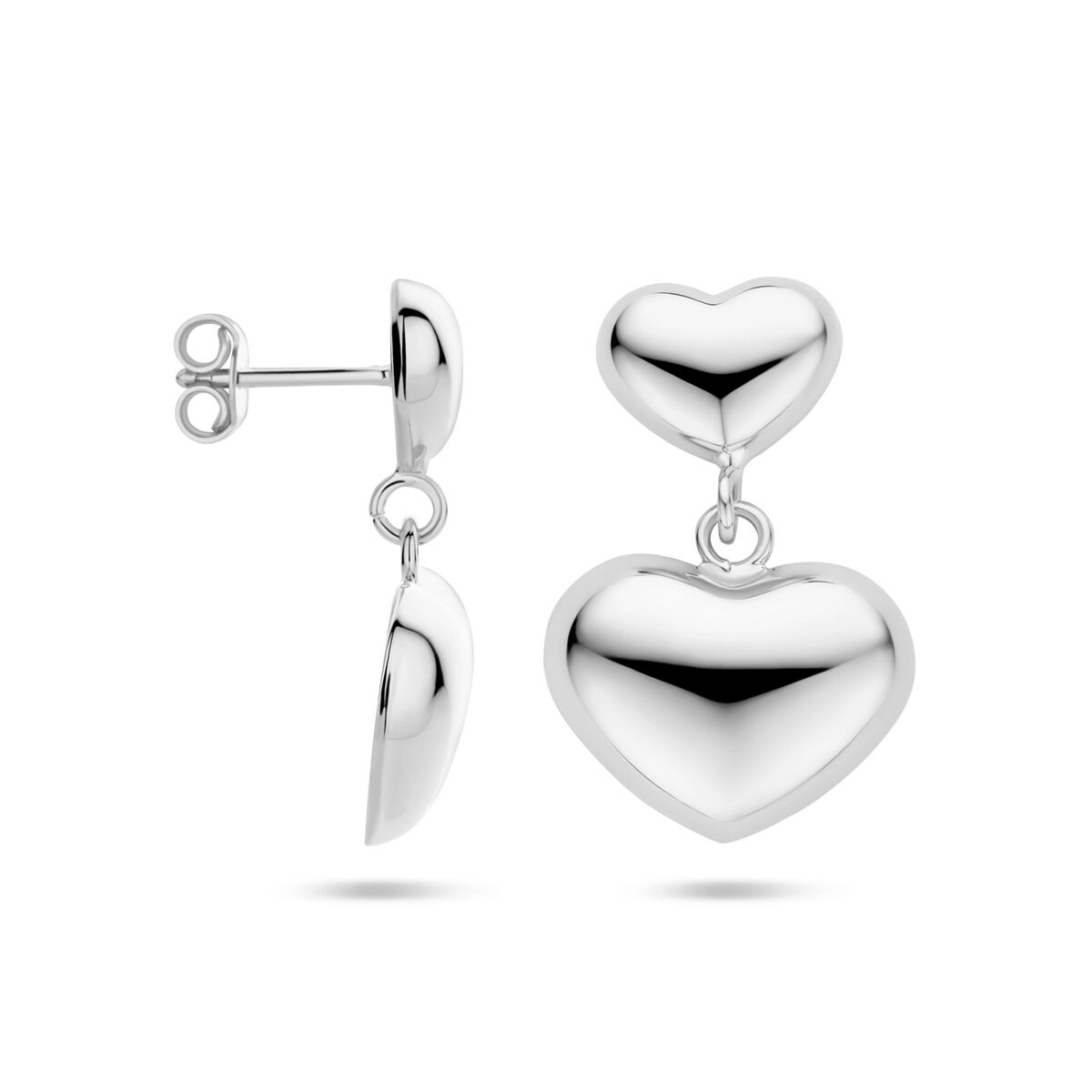 pendientes corazones 26 mm plata rodiado