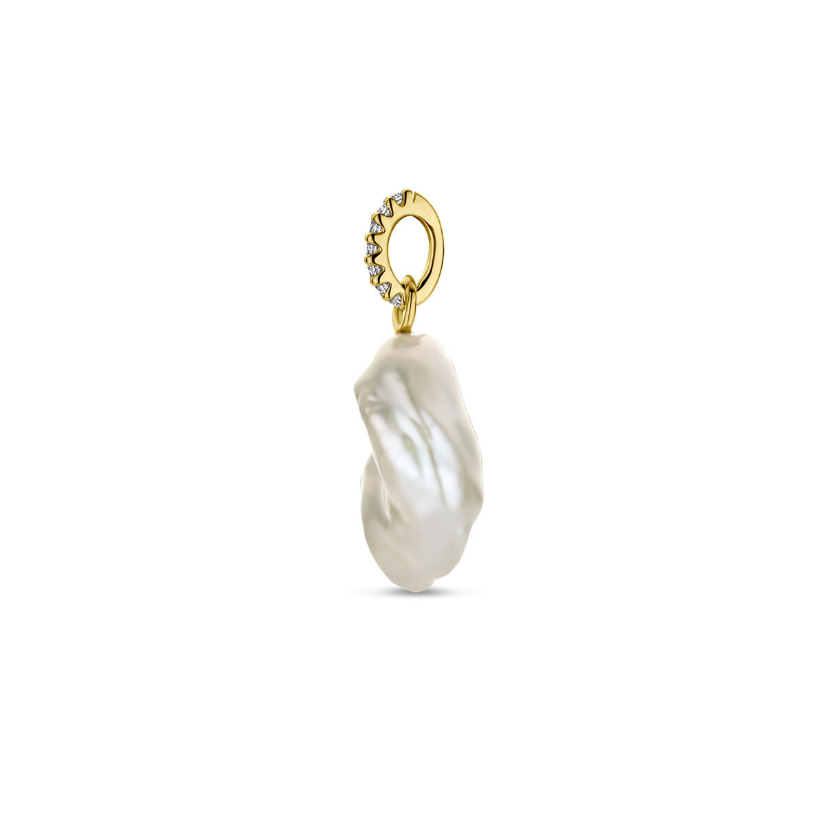 colgante perla y diamante 0.04ct h si oro amarillo 14K