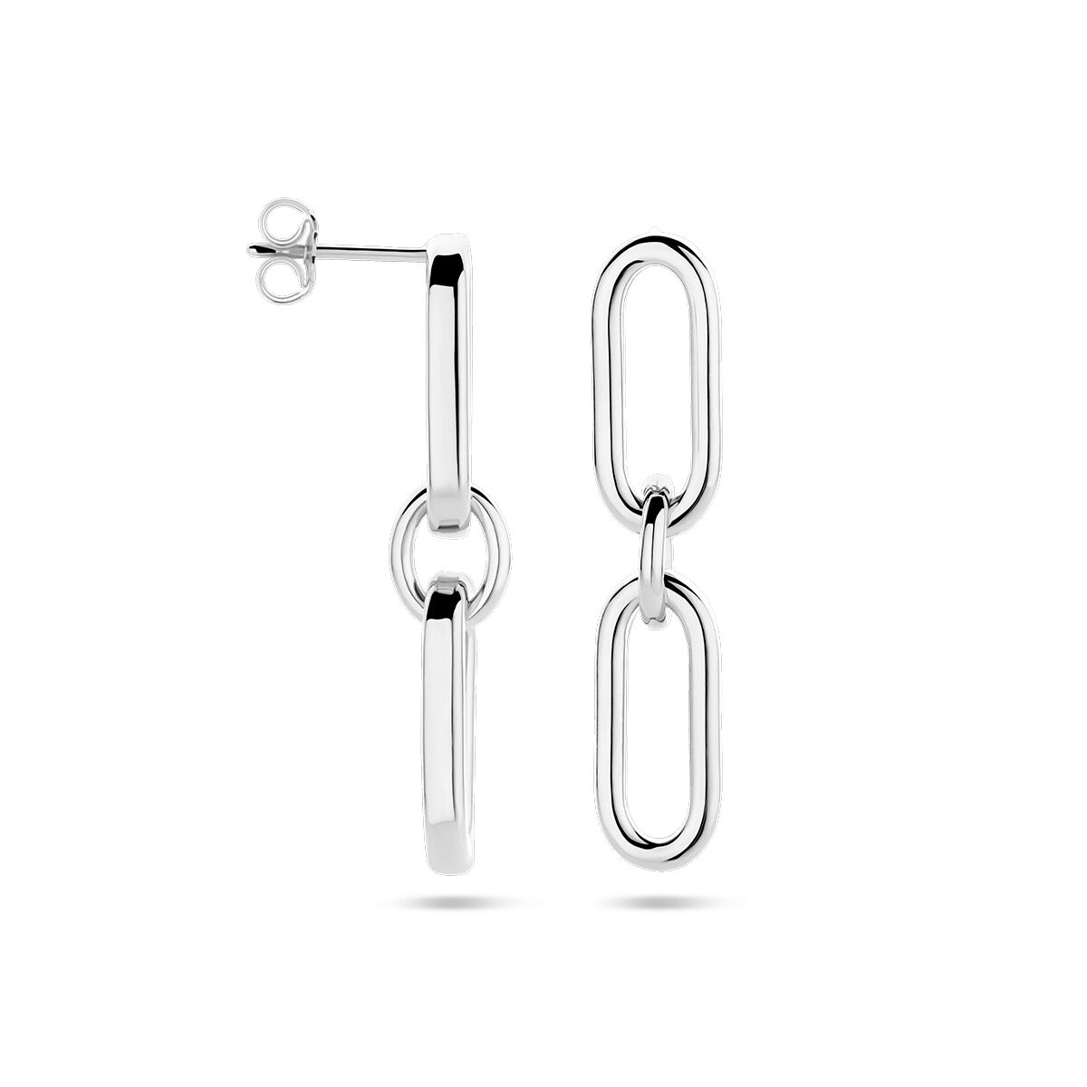 pendientes paperclip tubo redondo plata rodiado
