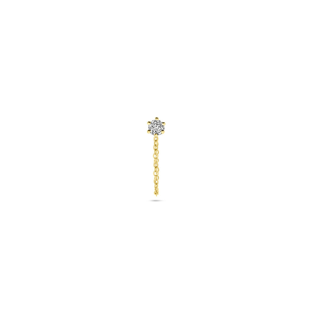 Pendiente de botón de diamante de 0.05 ct, en 14K de oro amarillo.