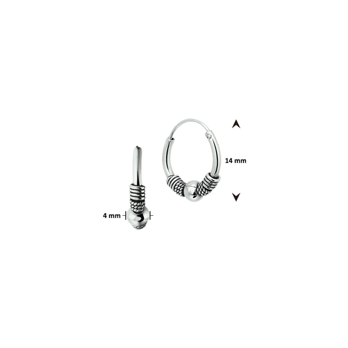 aros oxi bali 4,0 mm plata oxidada