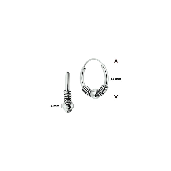 oorringen oxi bali 4,0 mm zilver geoxideerd