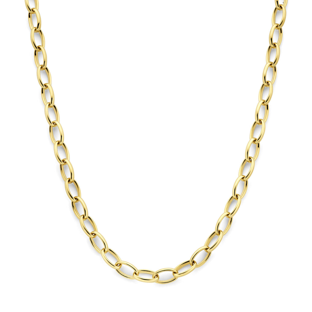 Cadena de ancla dorada de 14k, con eslabones de 8 mm de grosor.