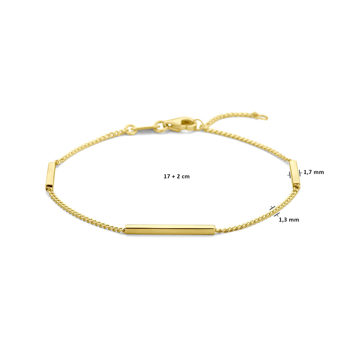 pulsera de barras 17 – 19 cm 14K oro amarillo