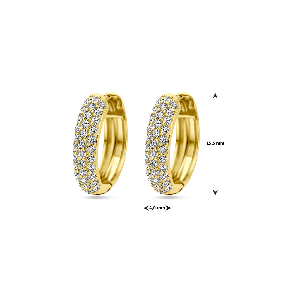 aros de zirconia 15,5 mm 1 micrón plata chapado en oro amarillo