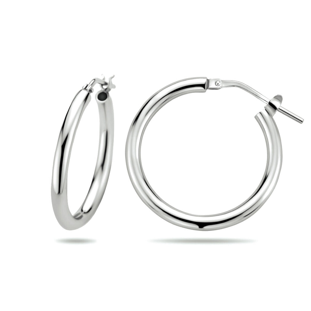 aros tubo redondo de plata rodiado